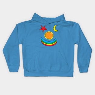 stars, moon, sun and rainbow Kids Hoodie